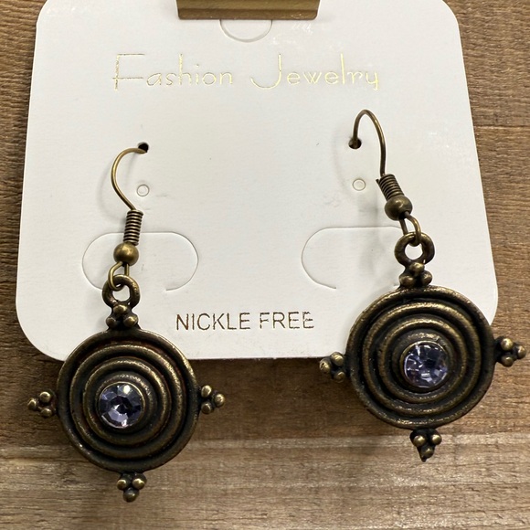 Jewelry - Bronze Earrings with Blue Accents NIP